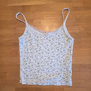 Brandy Melville Blue Floral Lace Cami